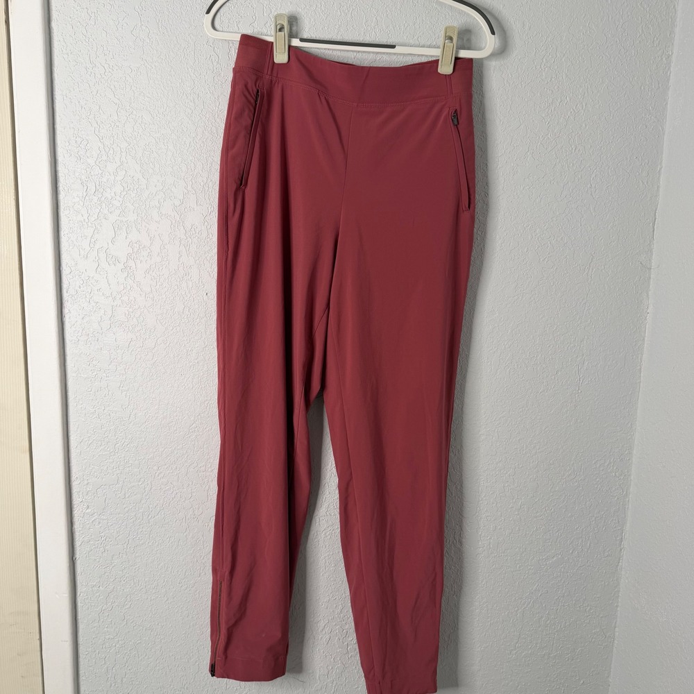 Athleta La‎ Viva Tapered Jogger Pants Mauve Pink Size 6 Tall Zip Ankle Pockets